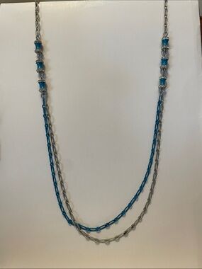 Lia Sophia Teal and Silver Double-Strand Necklace